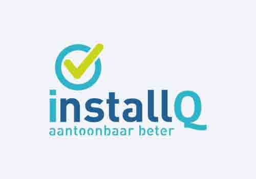 Veilig installatie logo van installQ met een controle-icoon en slogan "aantoonaar beter".