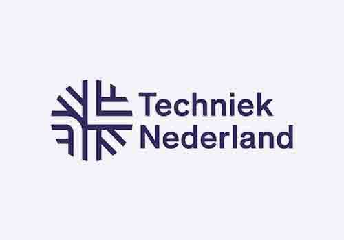 Innovatief Techniek Nederland logo met geometrisch ontwerp en tekst, symboliseert technische expertise en innovatie, geschikt voor technische bedrijven en tech-communities.